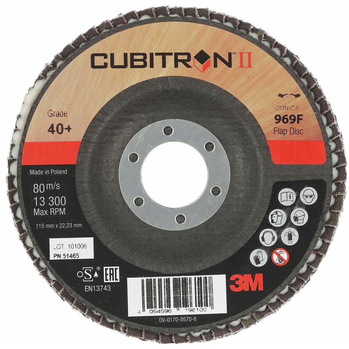 Lamellslipskiva 969F Cubitron™ II, glasfibervävrondell koniska ⌀ 115 mm