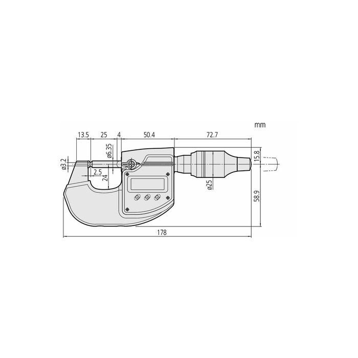 Digital precisionsbygelmikrometer 0-25 mm