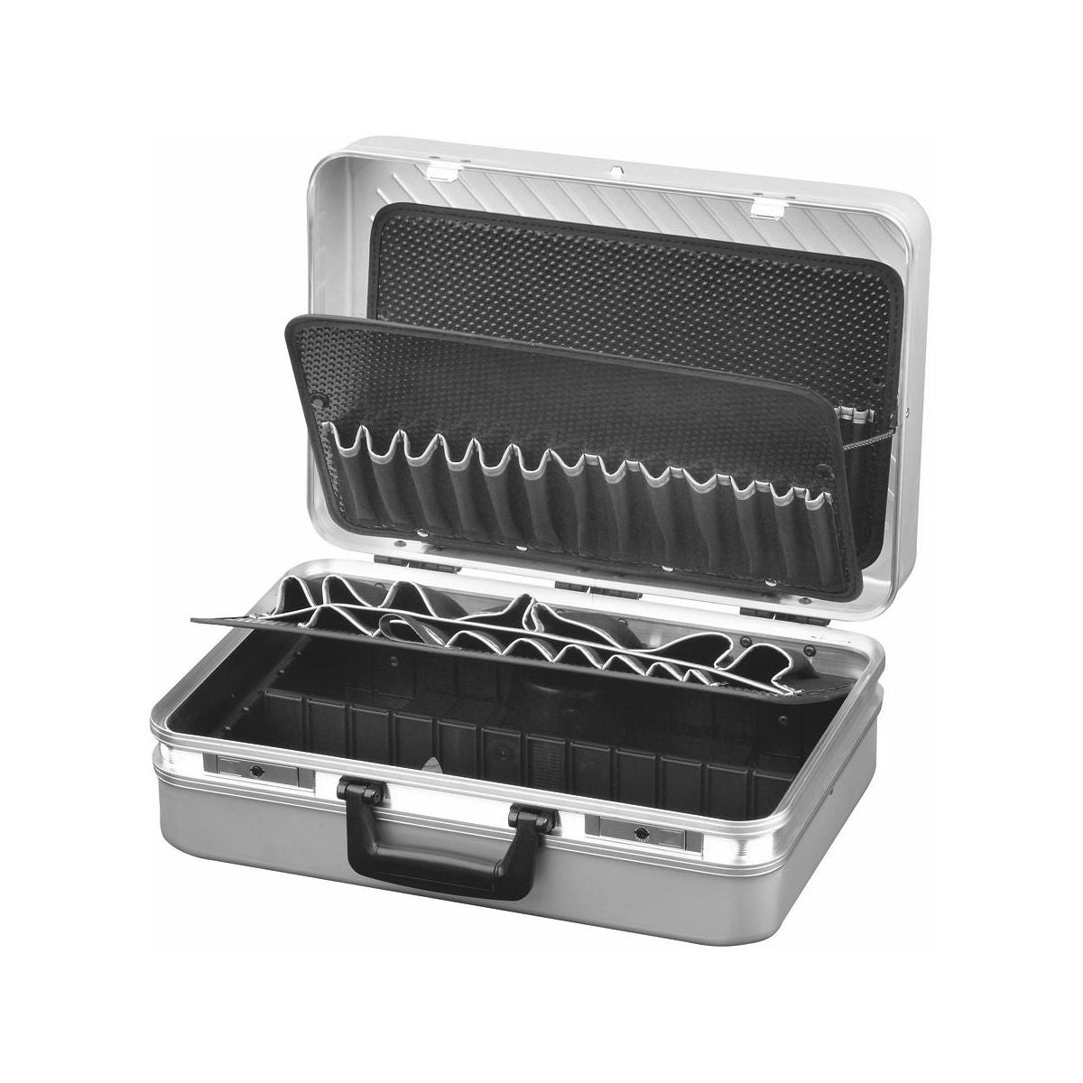 Aluminiumverktygslådor med bottenlåda och verktygstavlor