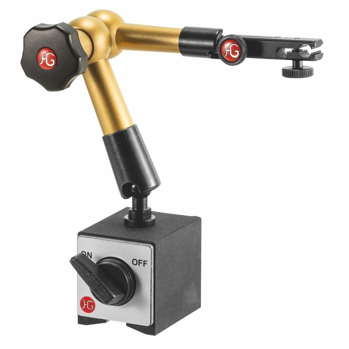 Hydrauliskt magnetmätstativ (med fot) med mekanisk fininställning på klockhållaren