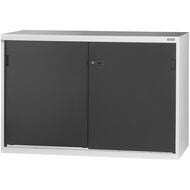 Storvolymskåp med skjutdörr helt av plåt