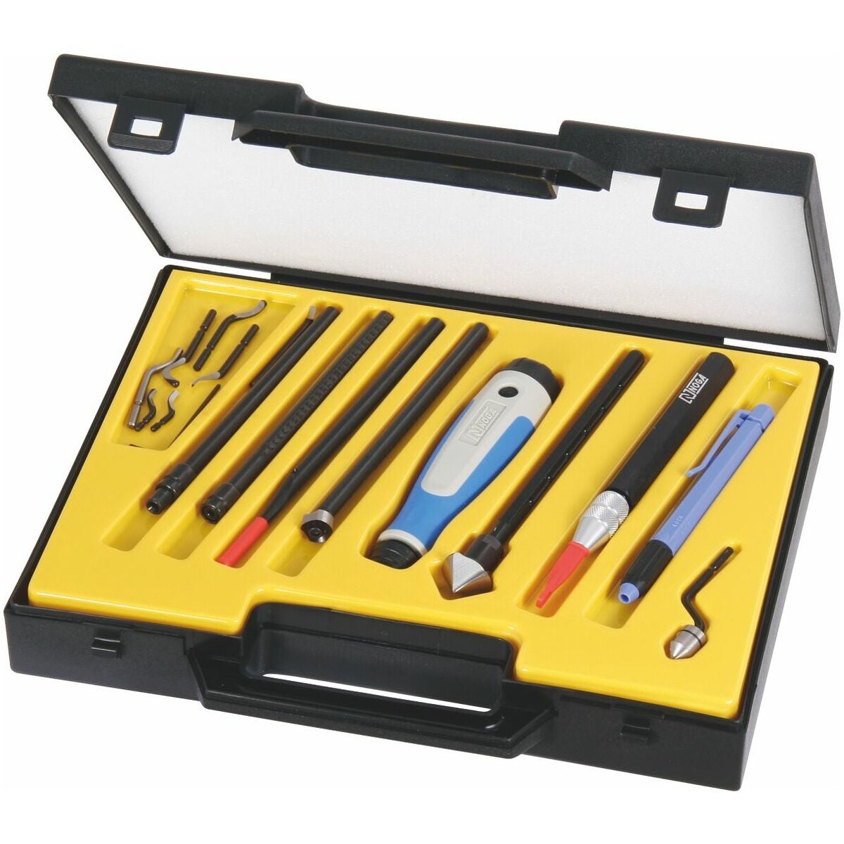 Universalgradverktyg / skavstålssortiment i plastlåda 19 delar