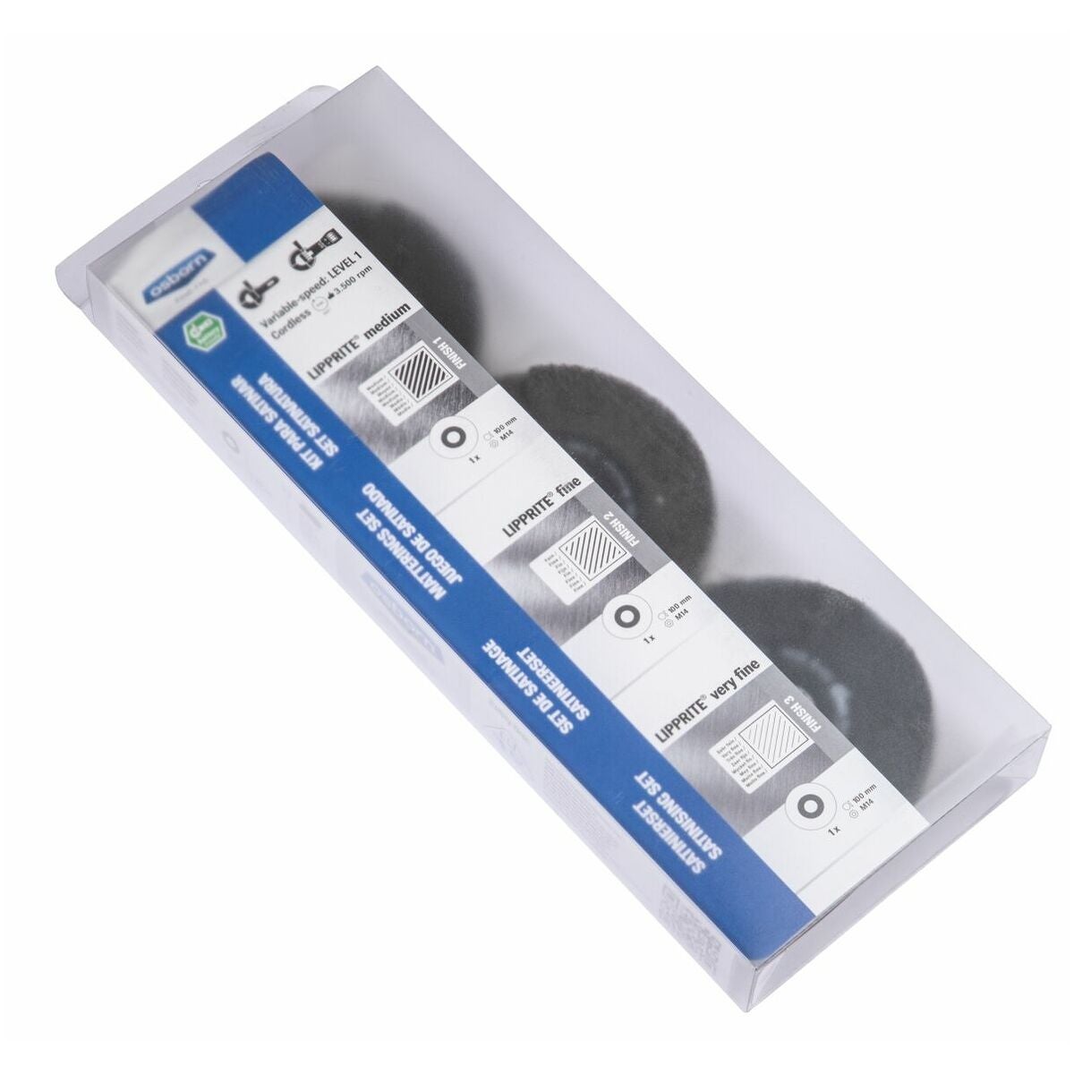 Satineringssortiment slipnylon 3 delar, med M14-gänga Unipol®