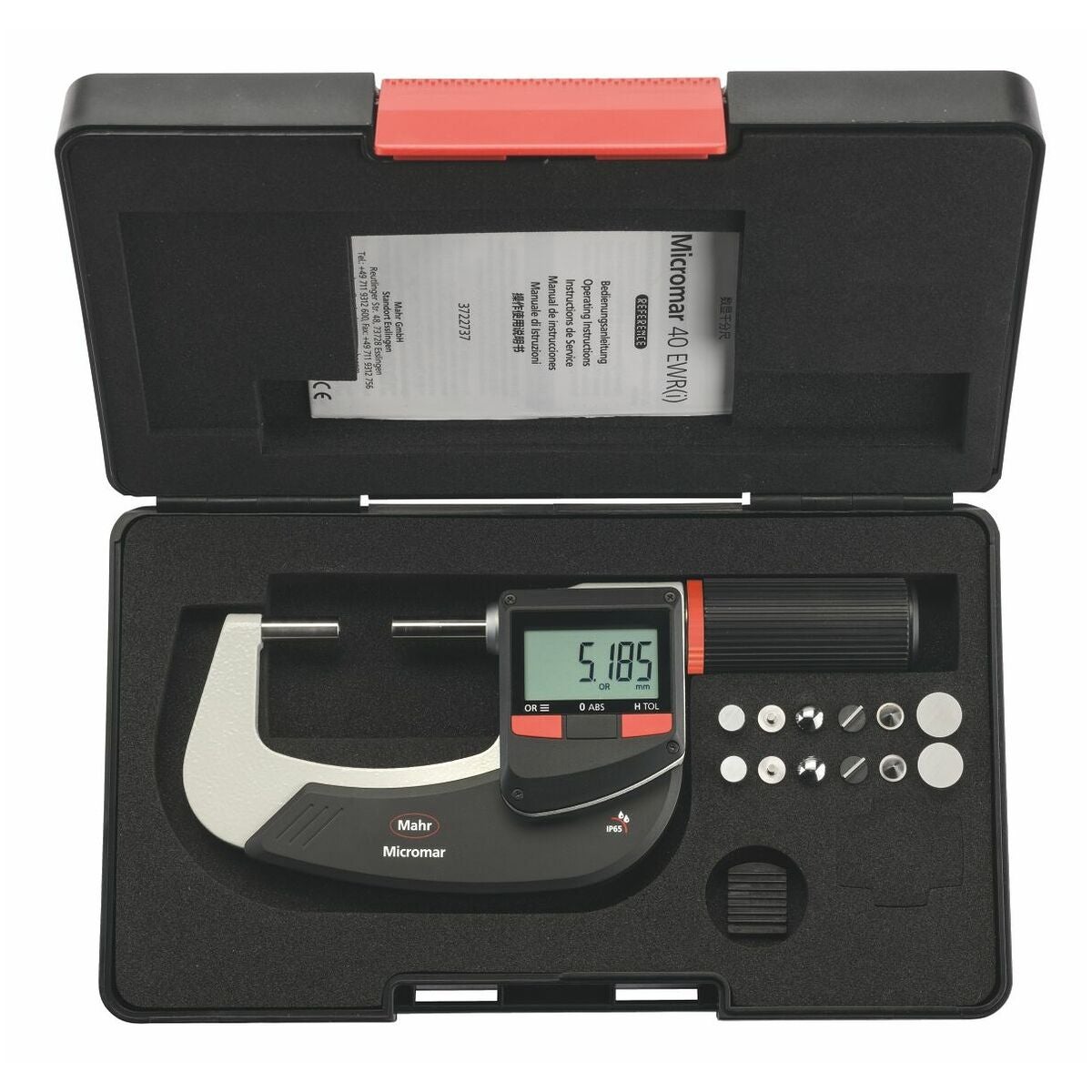 Digital bygelmikrometer med utbytbara mätspetsar