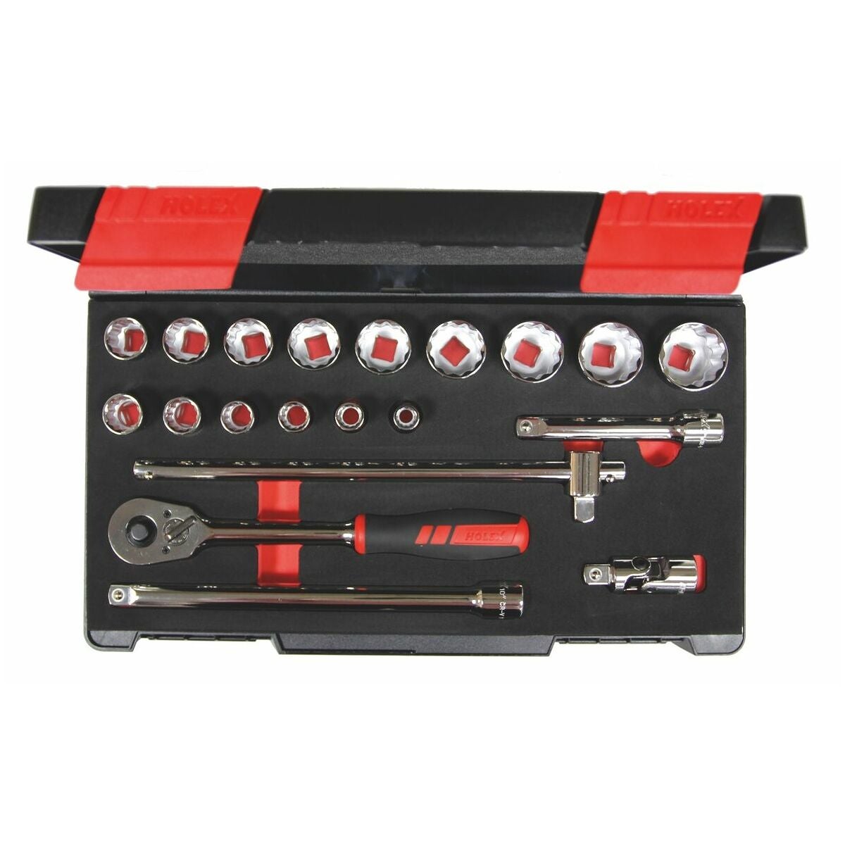 Hylsnyckelsortiment, 1/2 tums fyrkant, tum 20 delar