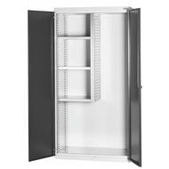 Basskåp med skiljevägg med dörrar helt av plåt