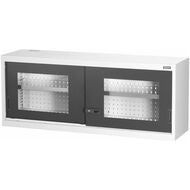 Vägghängskåp med fönsterförsedda skjutdörrar