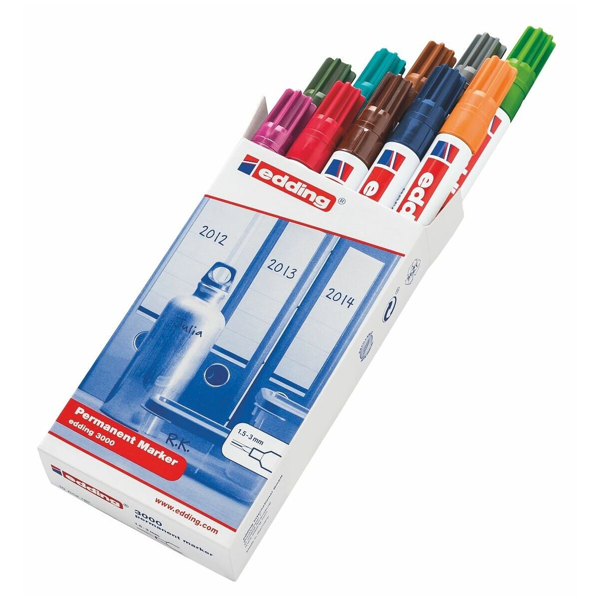 Permanentmärkpenna, sats edding 3000 10 delar