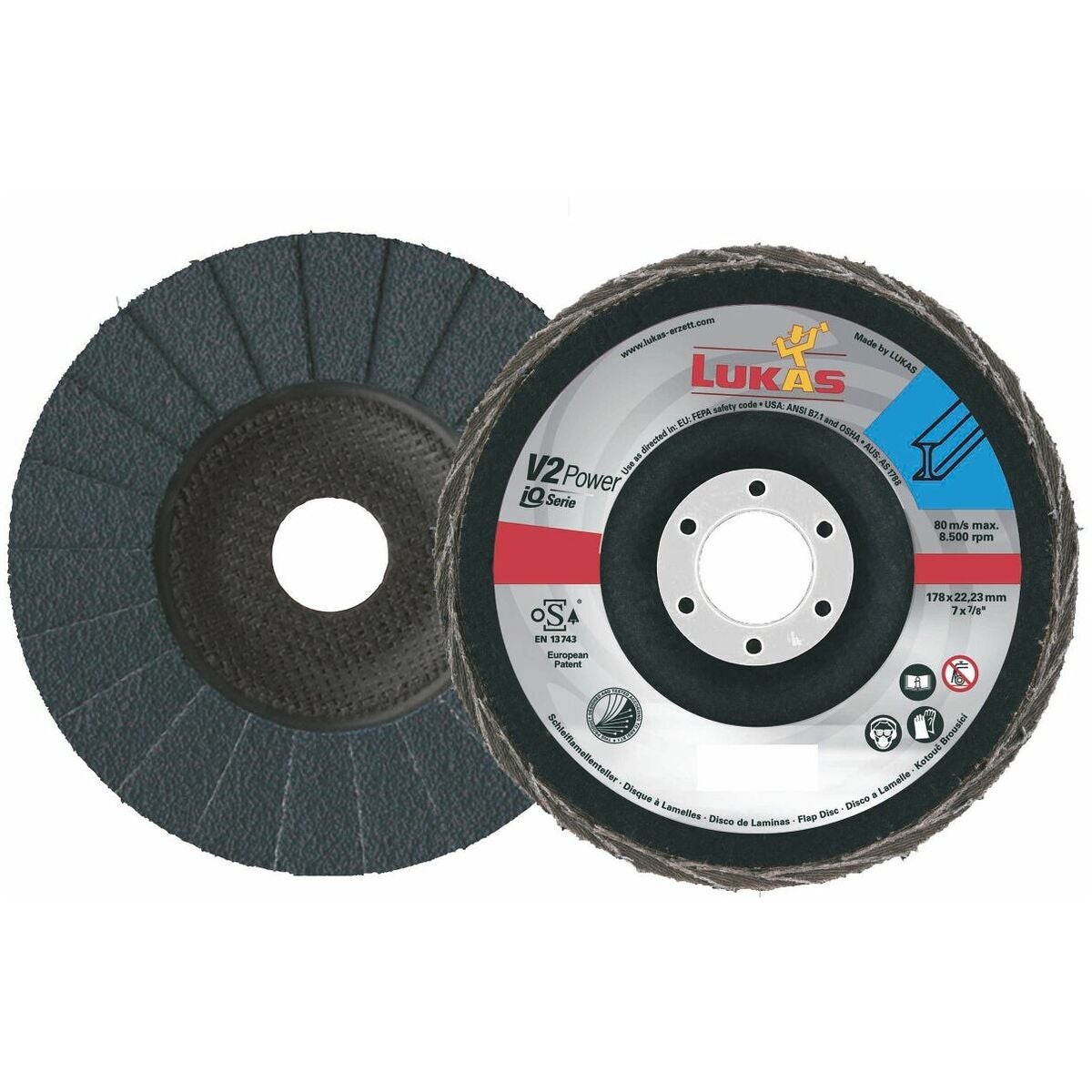 Lamellrondell V2 Power (ZA), plan-konvex för stål ⌀ 178 mm