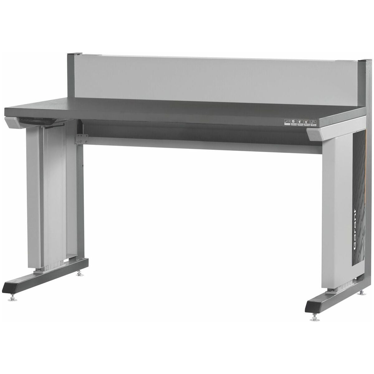 Workstation eLevel+ med mörkgrå Eluplan-skiva