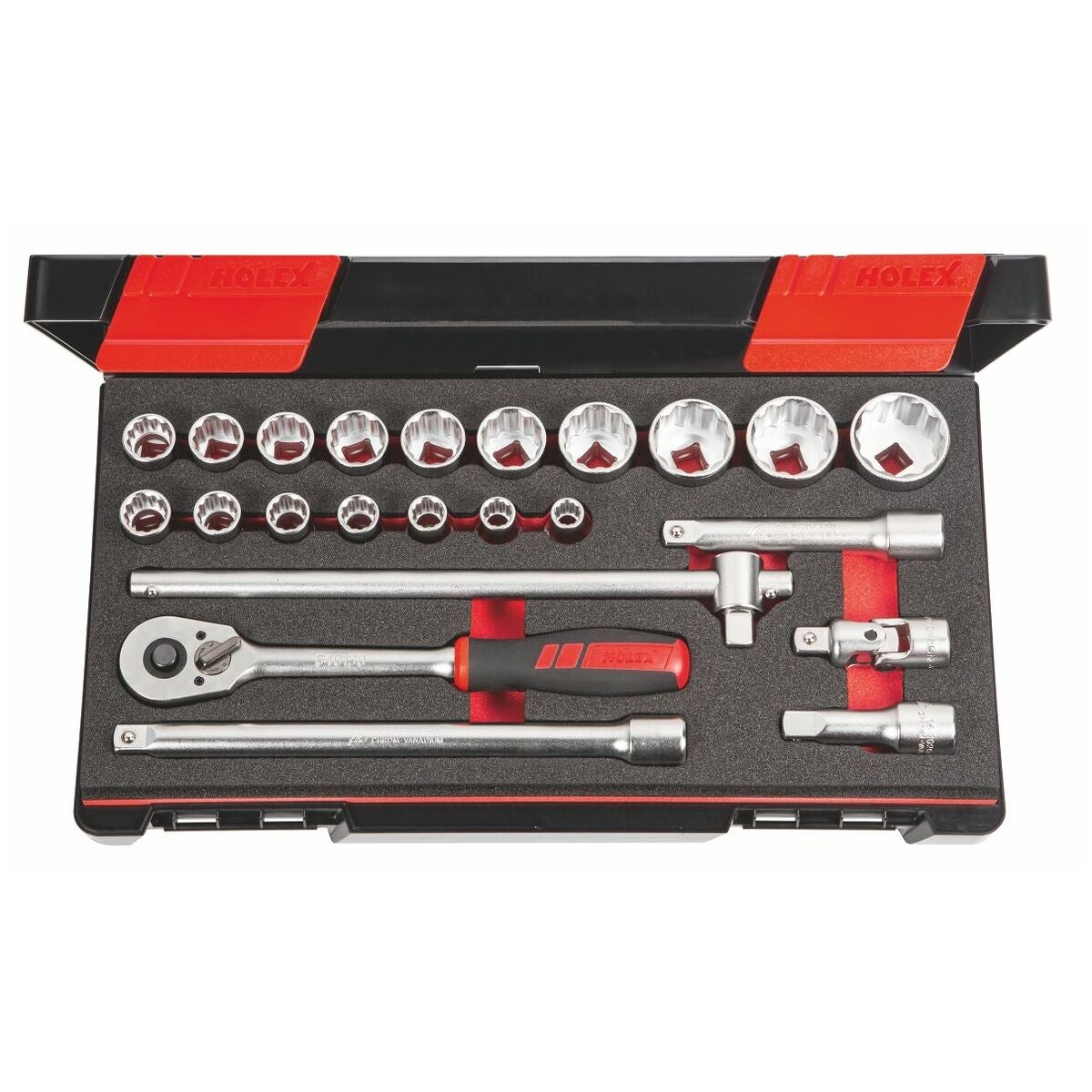 Hylsnyckelsortiment 1/2 tum fyrkant 23 delar 12