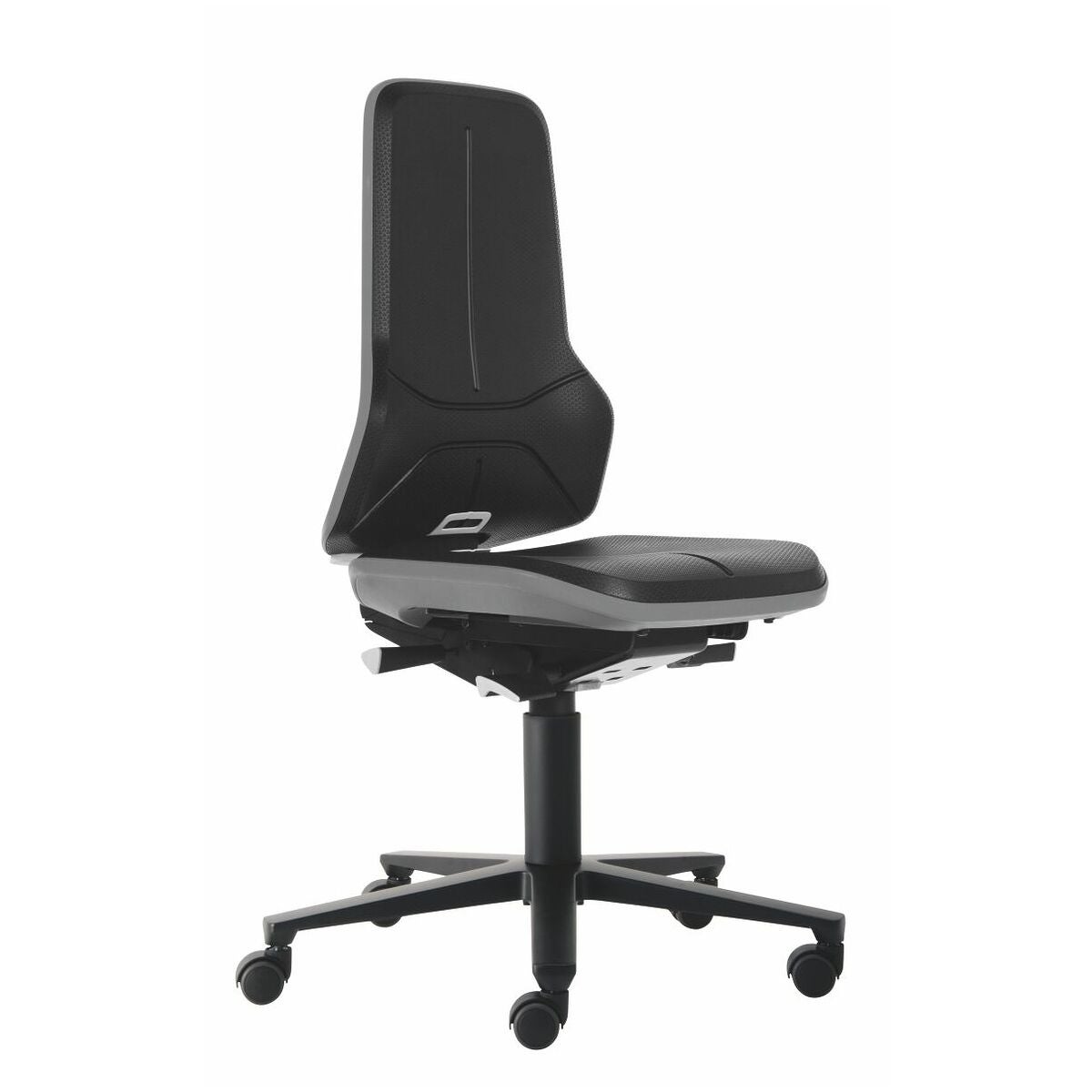 Arbetssnurrstol Neon, polyuretanskumplast, med hjul, låg GREY