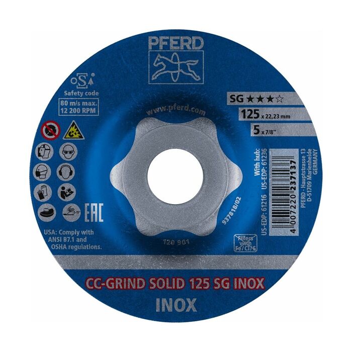 Slipskiva CC-GRIND-SOLID SG-INOX 125 mm
