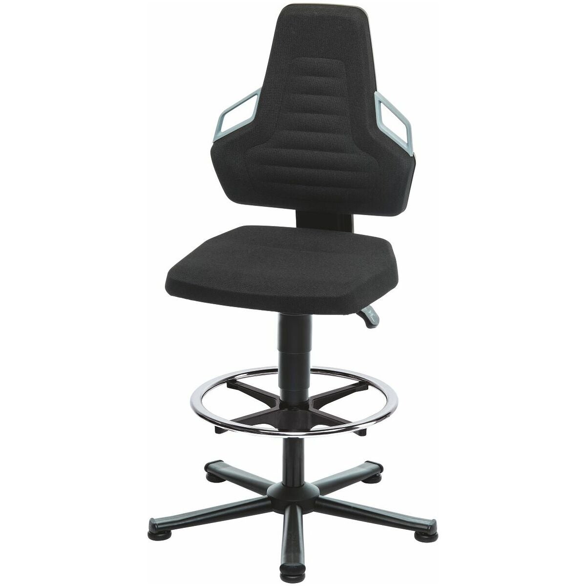Arbetssnurrstol, tygstoppning, med glidknappar och fotring, hög BLACK