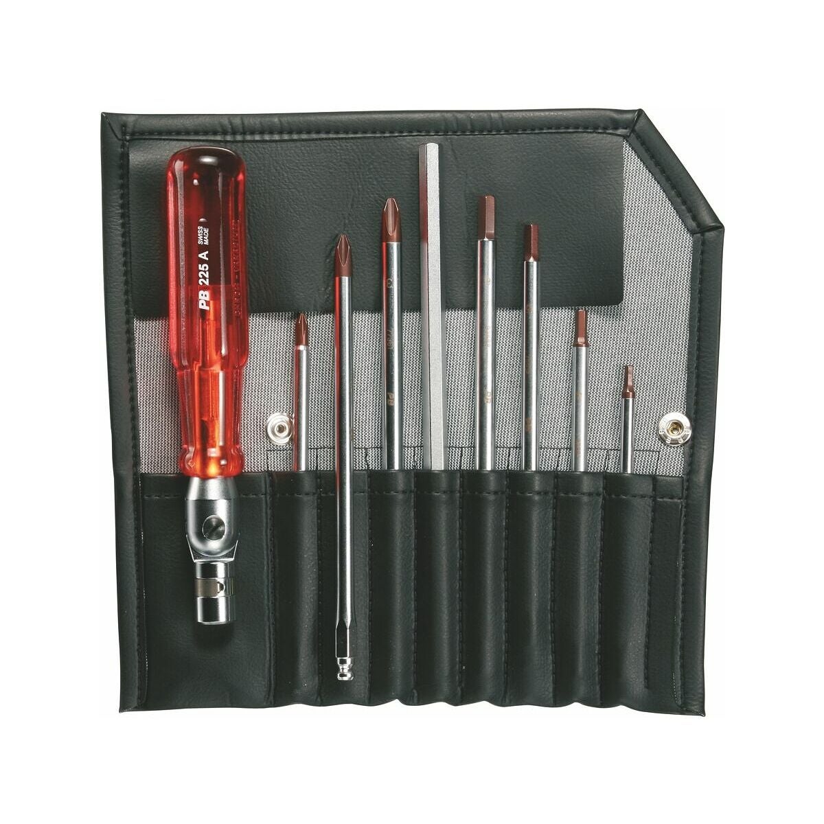 Skruvdragarsortiment med fällbart handtag, 9 delar för Phillips och sexkant