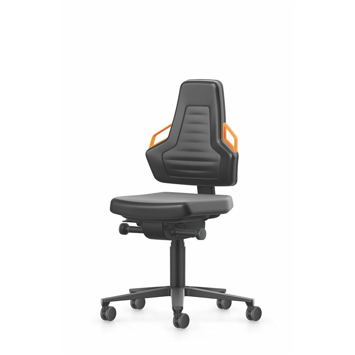 Arbetssnurrstol, konstläder, med hjul, låg BLACK