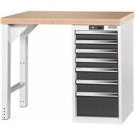 Vario arbetsbänk med hurts 16G, höjd 850 mm, Multiplex-bokskiva 1000/7 mm