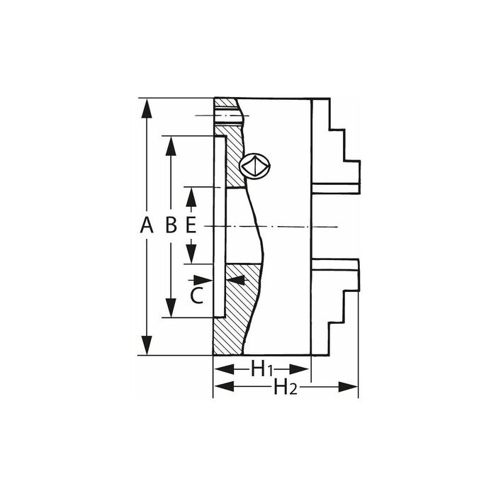 Trebackssvarvchuck cylindriskt centeringsfäste 80 mm