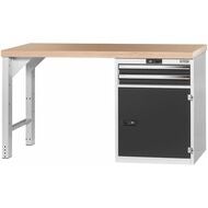 Vario arbetsbänk med hurts 24G, dörr, höjd 850 mm, Multiplex-bokskiva 1500/T2 mm