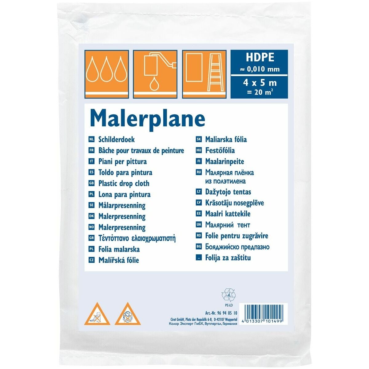 Täckplast HDPE, 10 µm 4X5 m