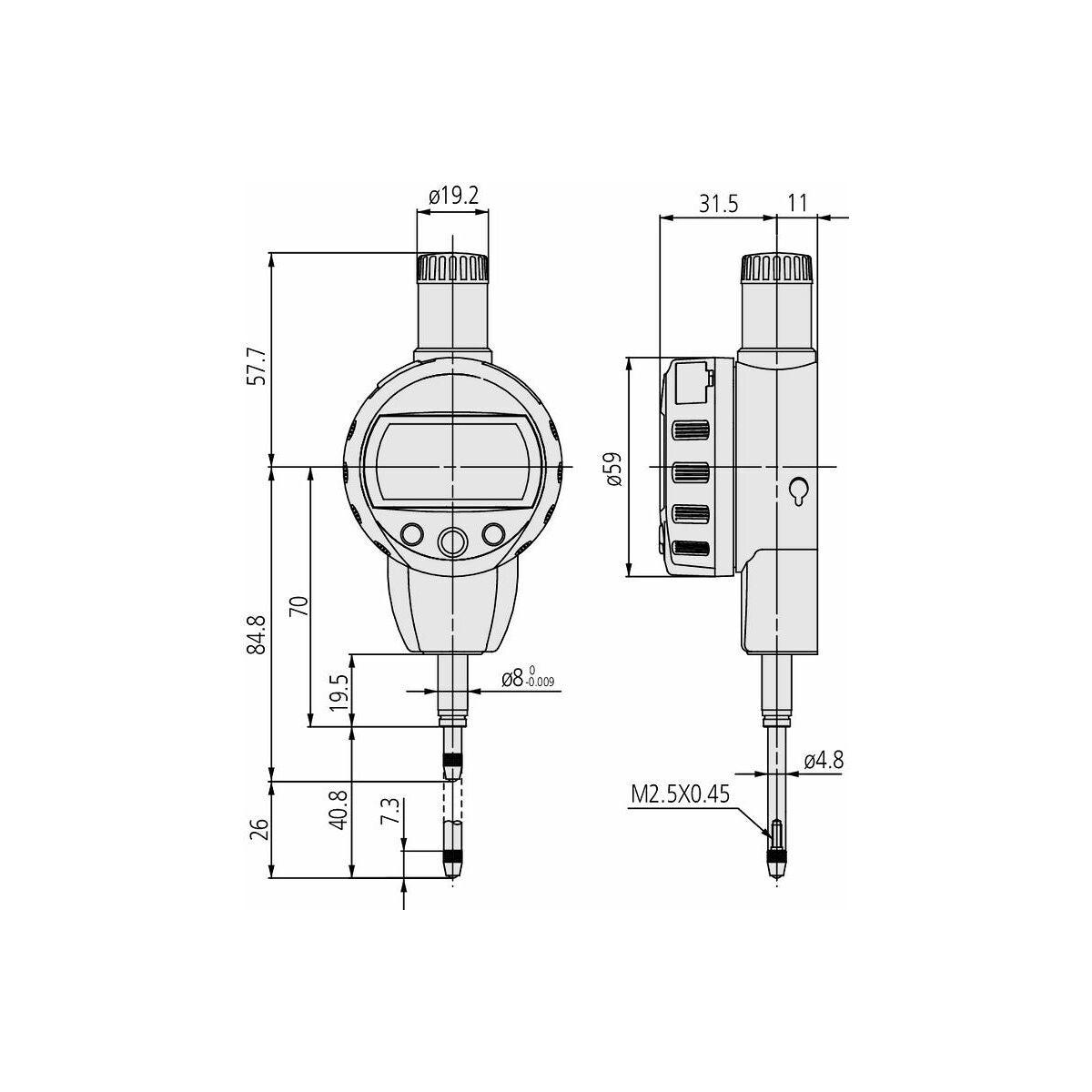 Digitalt absolutmätur Avläsning 0,001 mm 25 mm