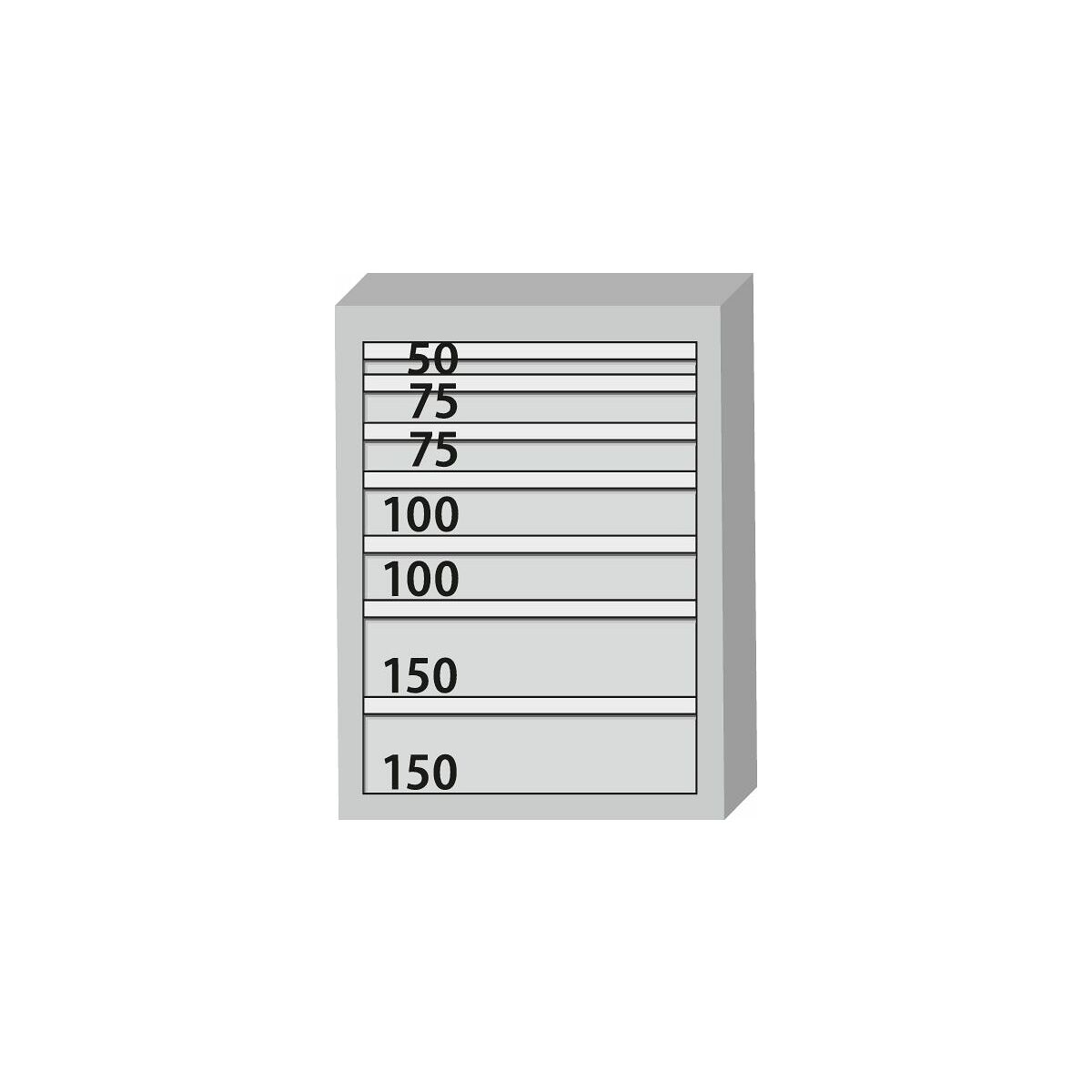 Verktygsskåp komplett med lådor 75 kg 800/7A