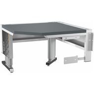 Hörnarbetsplats för Workstation eLevel, med 2 lyftpelare, med ljus Eterlux-skiva