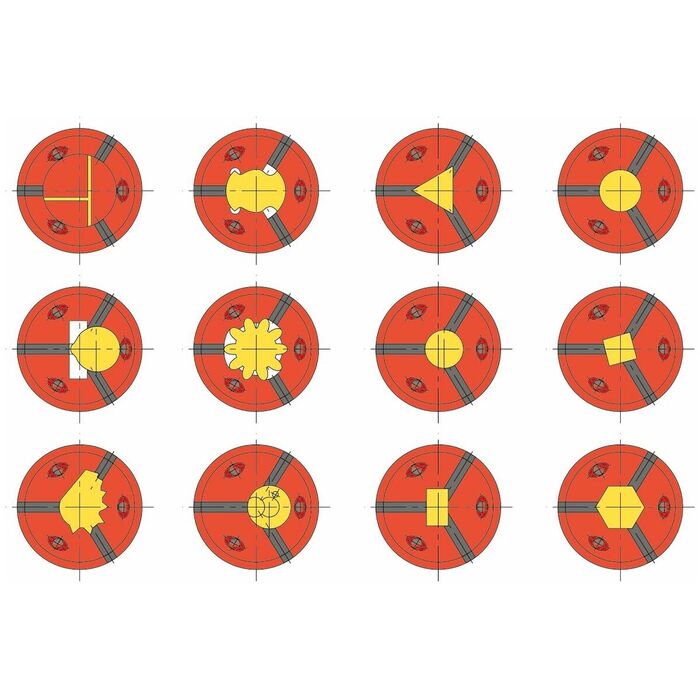 Spännhuvud Med tvär- och längsgående rillor 61 mm