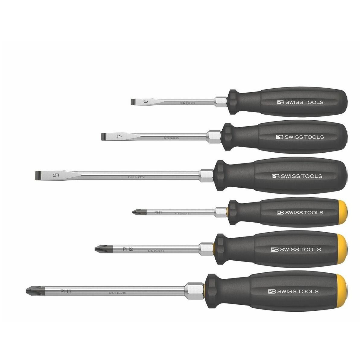 Skruvdragarsortiment med skalle, 6 delar spår och Phillips 3/3