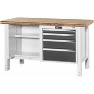 Arbetsbänk, öppen till vänster. till höger 4 utdragslådor, Bambuskiva 1500 mm