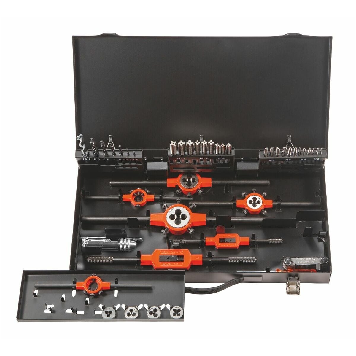 Gängskärverktyg i sats med gängtappssatser, 3 delar