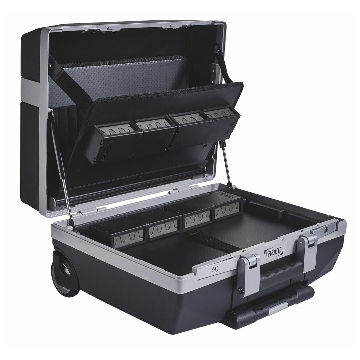 Serviceverktygsväska med bottenlåda och verktygstavlor rullbar