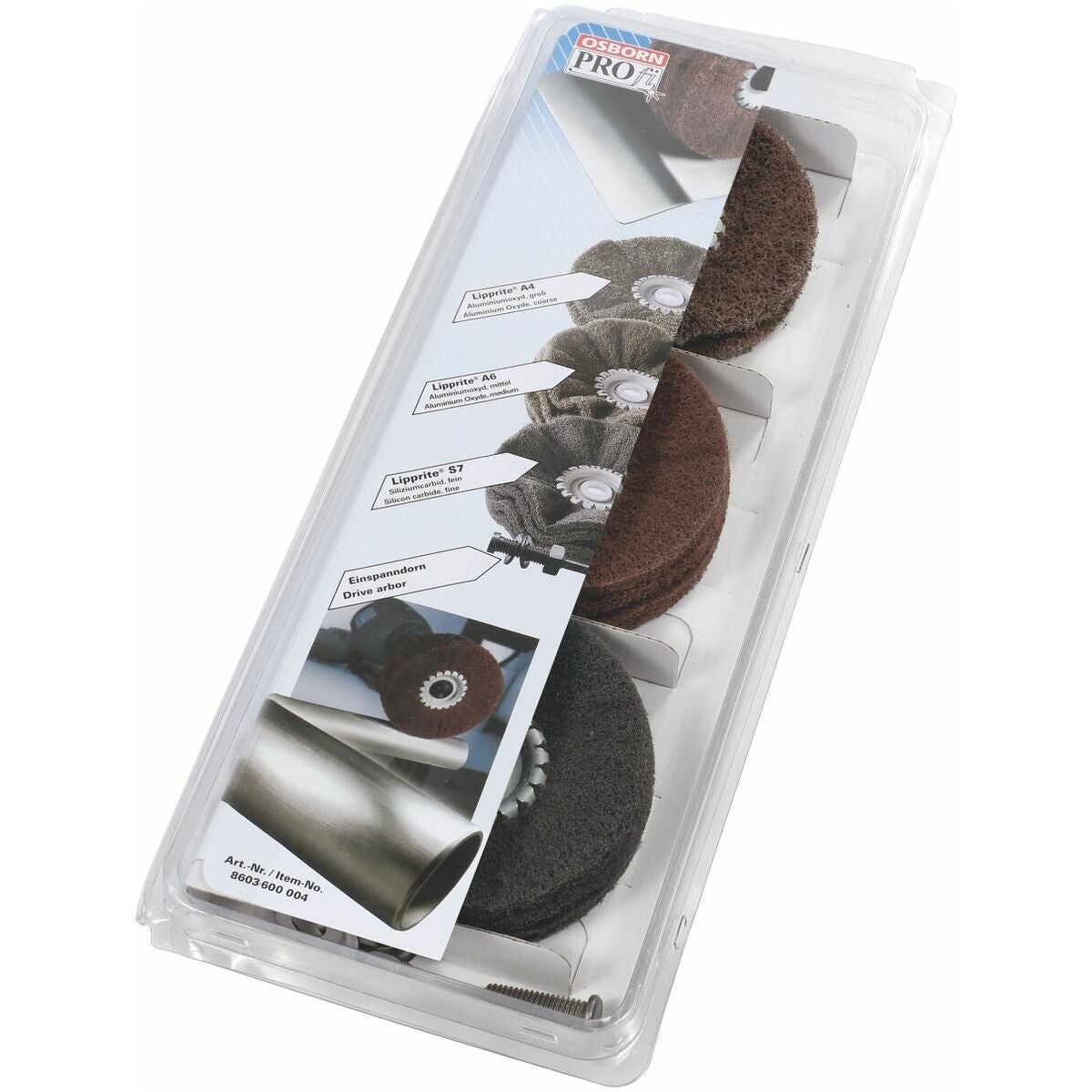 Satineringssortiment slipnylon 4 delar, med hylsdorn Unipol®