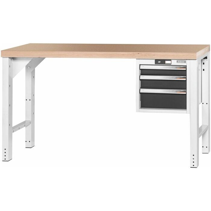 Vario arbetsbänk med hurts 16G, höjd 850 mm, Multiplex-bokskiva 1500/3 mm