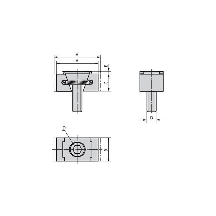 Kilspännare med dubbelsidigt bearbetningstillägg smal M10X25 mm