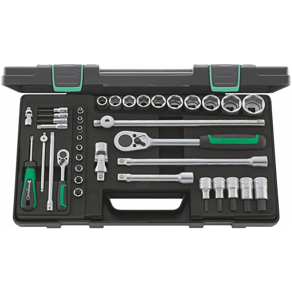 Hylsnyckelsortiment 1/4; 1/2 tum-fyrkant 38 delar 6