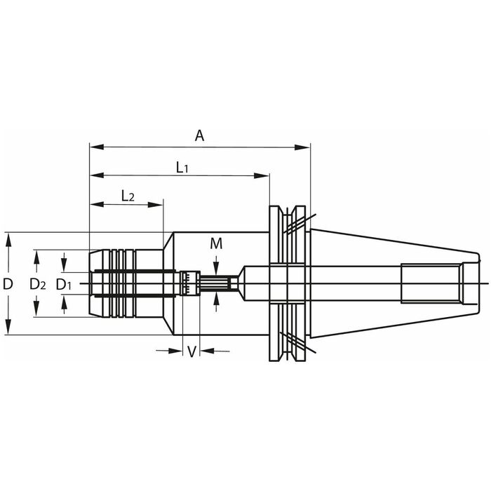 Hydro-Dehn spännchuck BASIC kort, smal, form ADB 8 mm