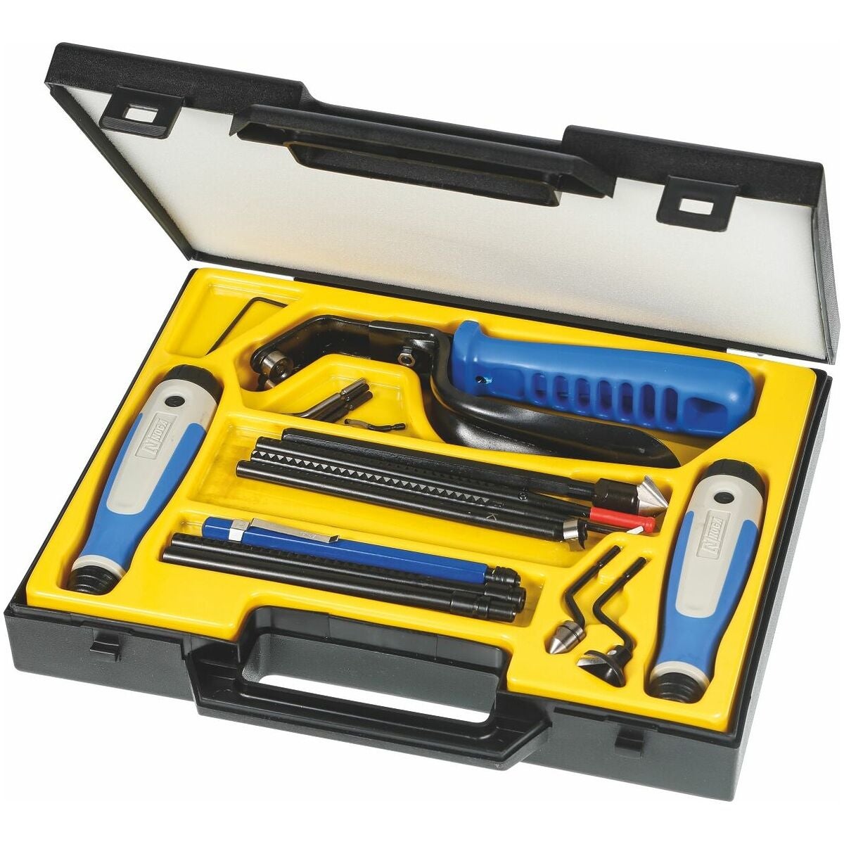 Universalgradverktyg / skavstålssortiment i plastlåda 22 delar