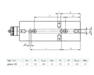 Maskinskruvstycke gripos 125-5A-VS-PC med VS-grundback, stegback & med två extra spår