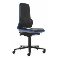 Arbetssnurrstol Neon, polyuretanskumplast, med hjul, låg BLUE