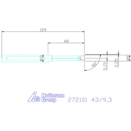 Invändig skärhållare med fast lutningsvinkel 2,5° 43/9,3 mm