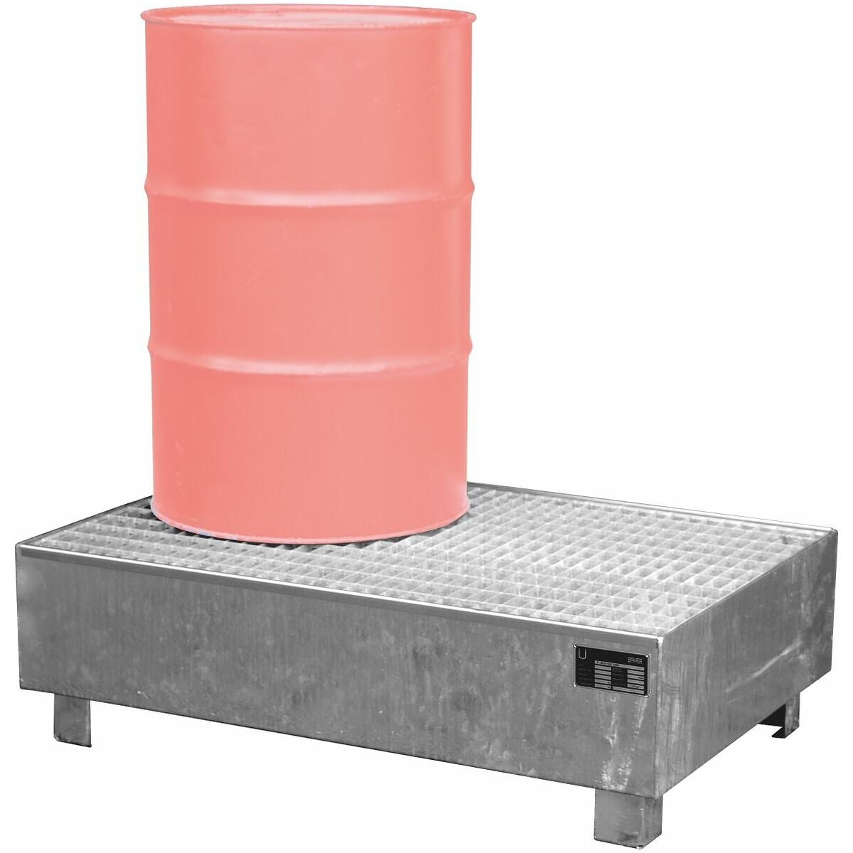 Uppsamlingstråg för 200-litersfat förzinkat med galler