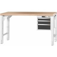 Vario arbetsbänk med hurts 16G, höjd 850 mm, Multiplex-bokskiva 1500/3 mm