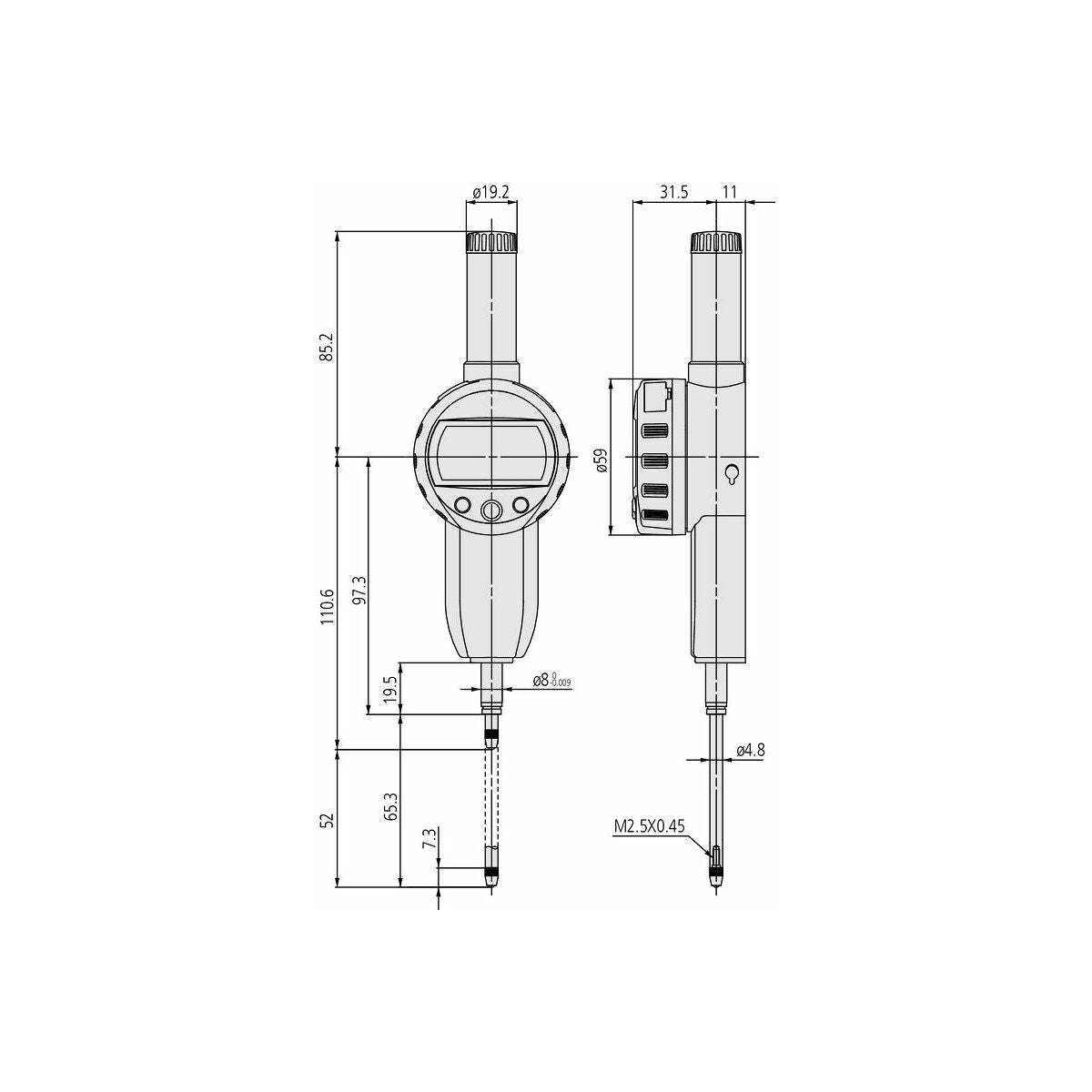 Digitalt absolutmätur Avläsning 0,001 mm 50 mm