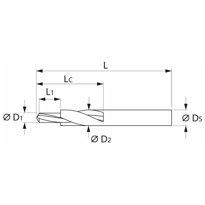 Kortstegborr HSS 180° M6