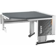 Hörnarbetsplats för Workstation eLevel, med 2 lyftpelare, med mörkgrå Eluplan-skiva