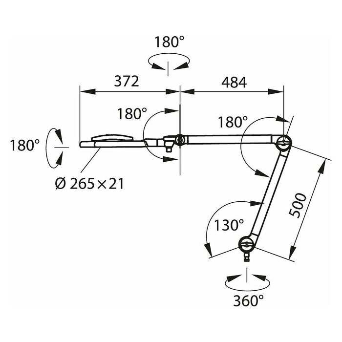 Lysdiodlupplampa med tilläggslins 160 mm