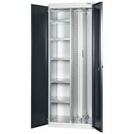 Vertikalskåp med perforerad panel, bredd 30G med dörrar helt av plåt