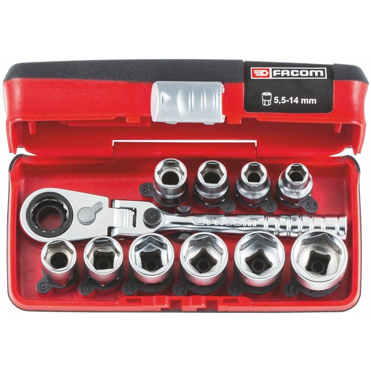 Hylsnyckelsortiment, 1/4 tum fyrkant 11 delar 11