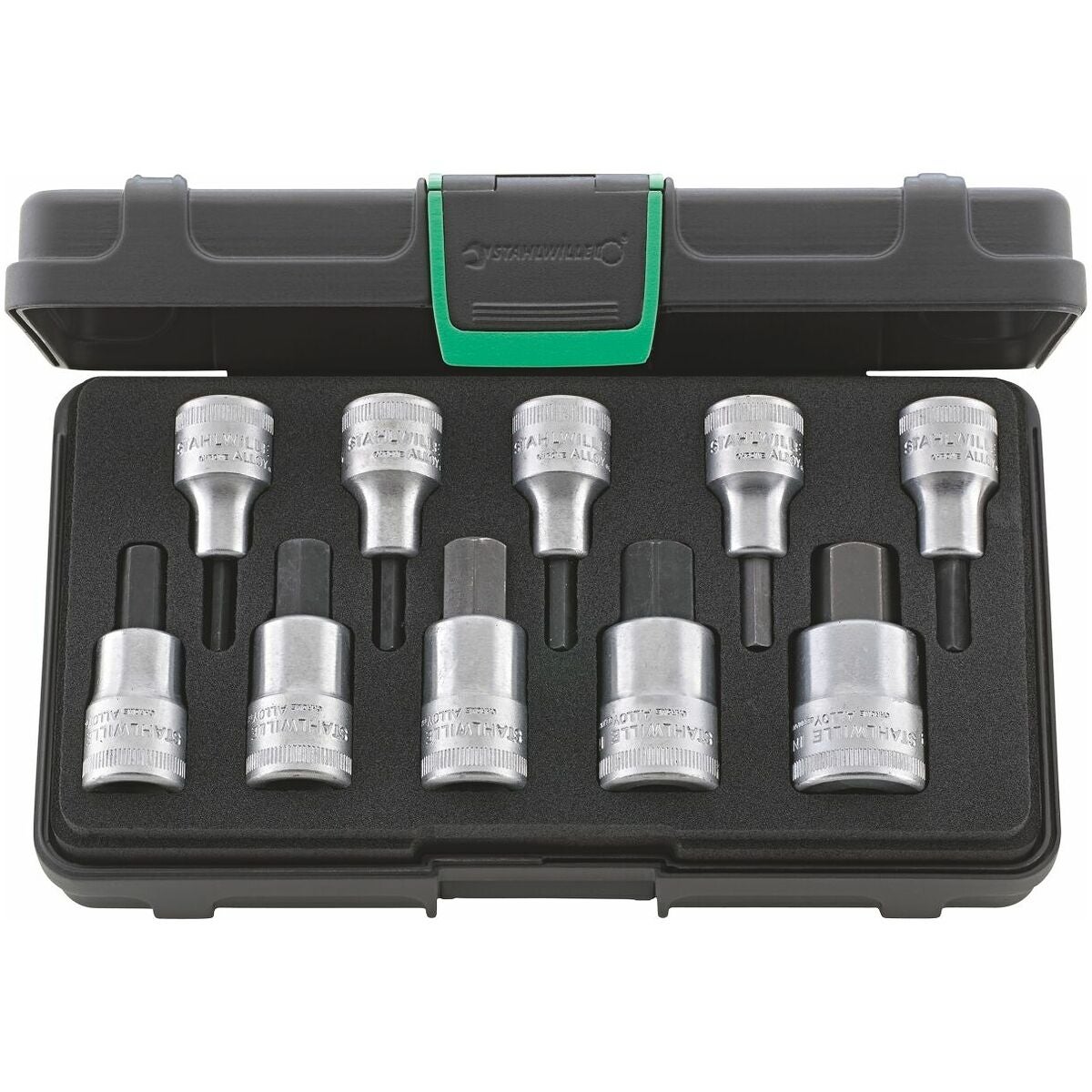 Sats med sexkants skruvdragarhylsor 1/2 tum-fyrkant 10 delar
